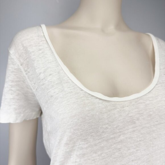 BROCHUβ WALKER 100% Linen Scoop Neck Short Sleeves T-shirt Size M - Picture 2 of 8